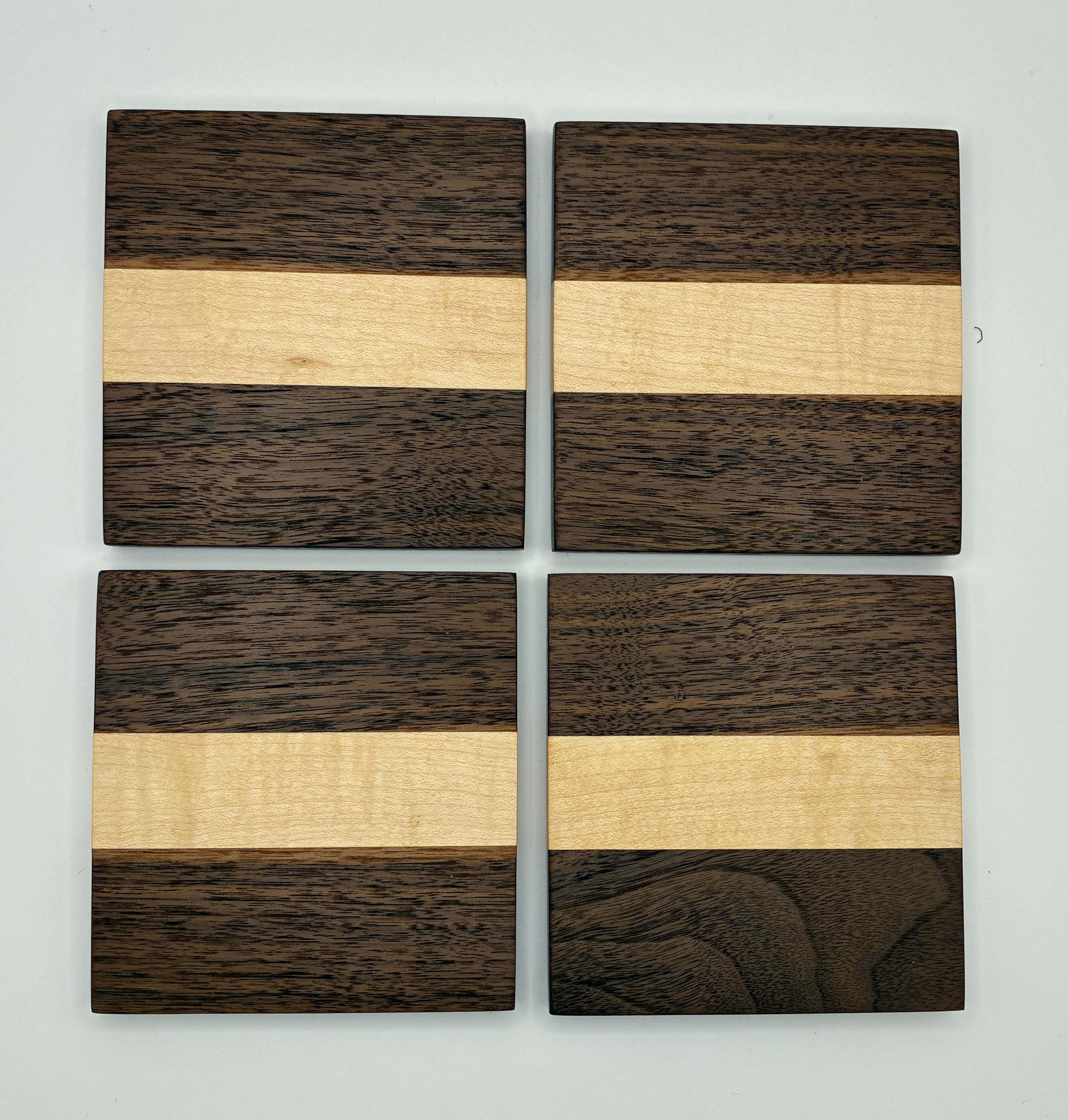 Black Walnut and Maple Wood Coaster Set