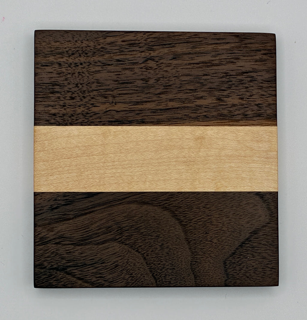 Black Walnut and Maple Wood Coaster Set