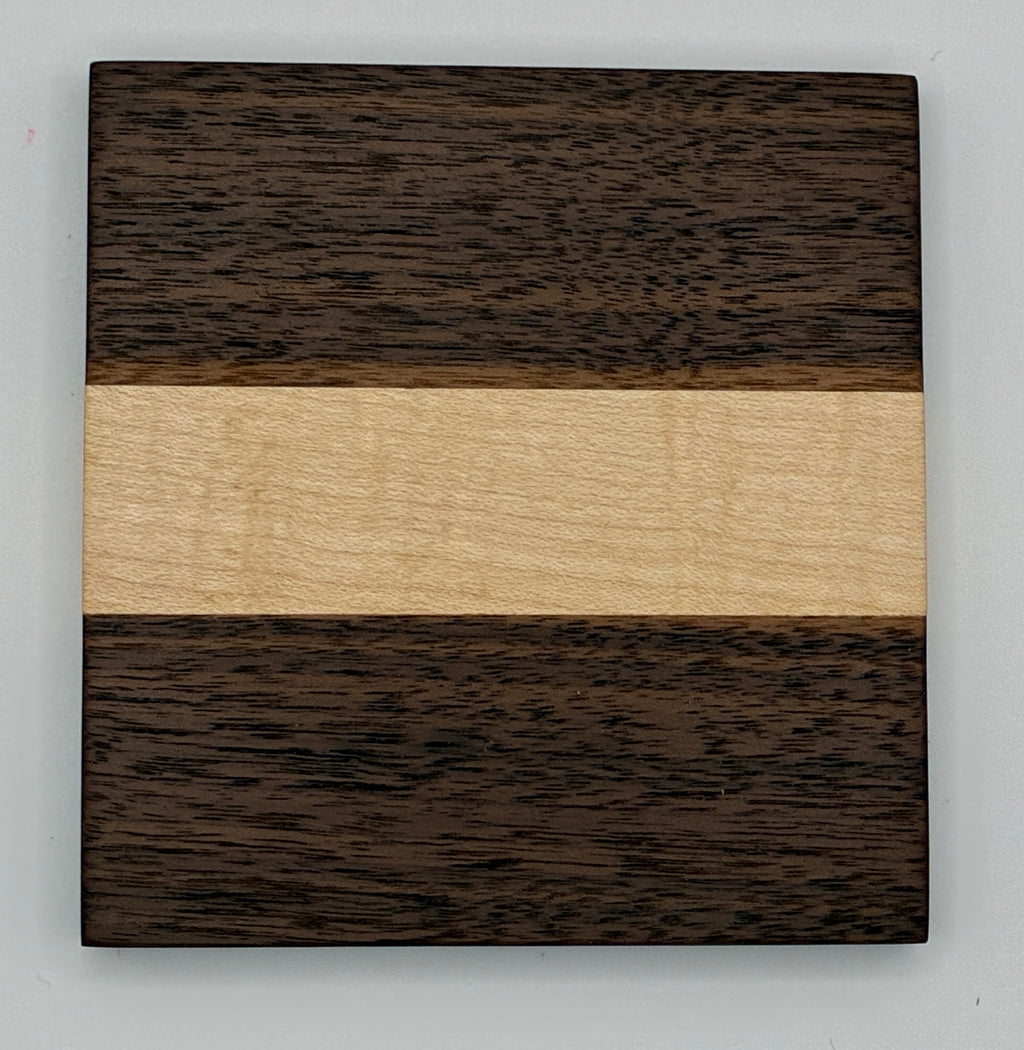 Black Walnut and Maple Wood Coaster Set