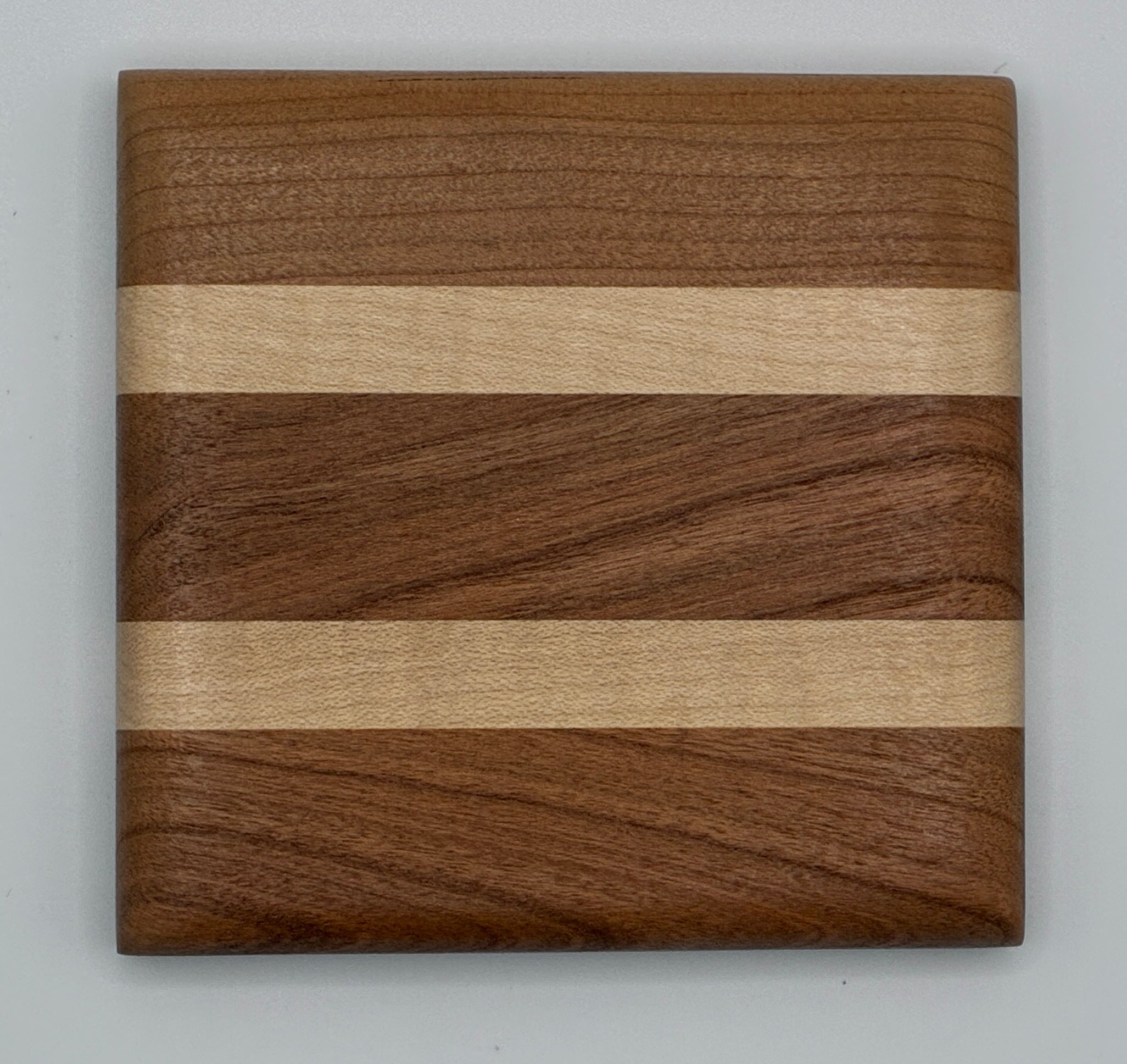 Cherry with Maple Strips Wood Coaster Set