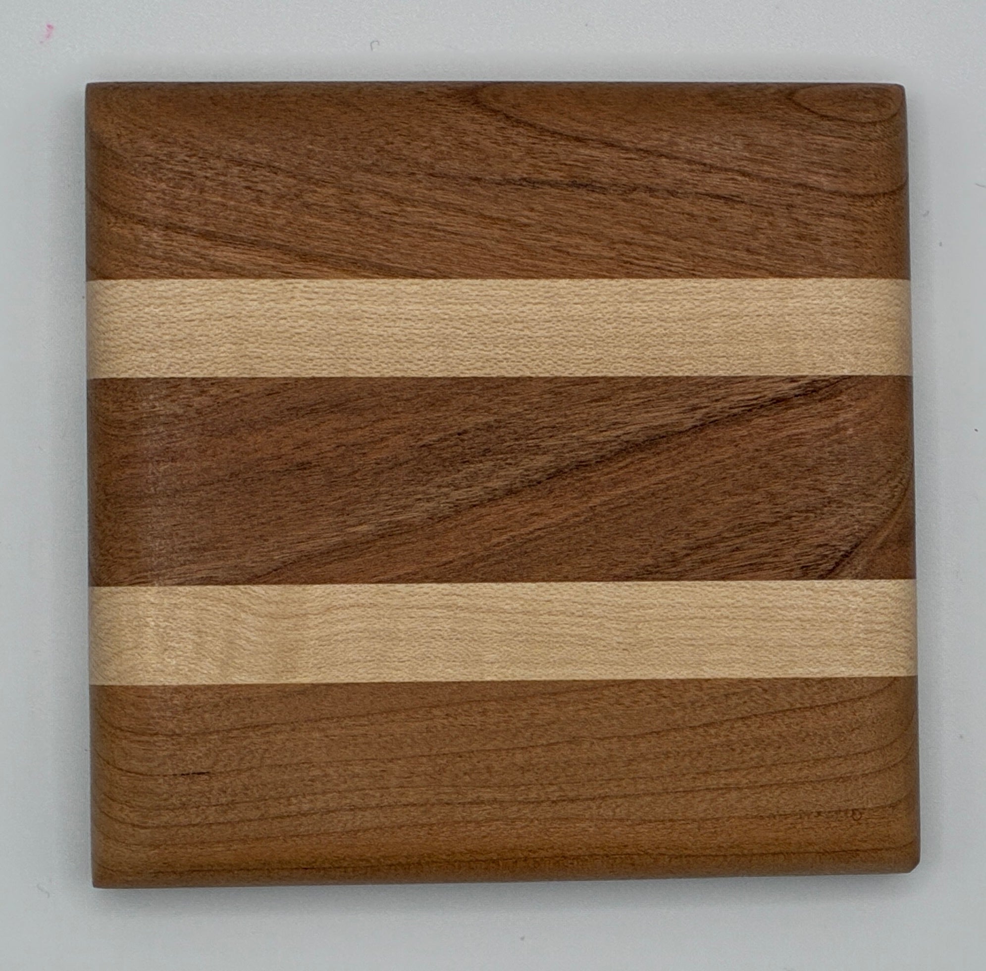 Cherry with Maple Strips Wood Coaster Set