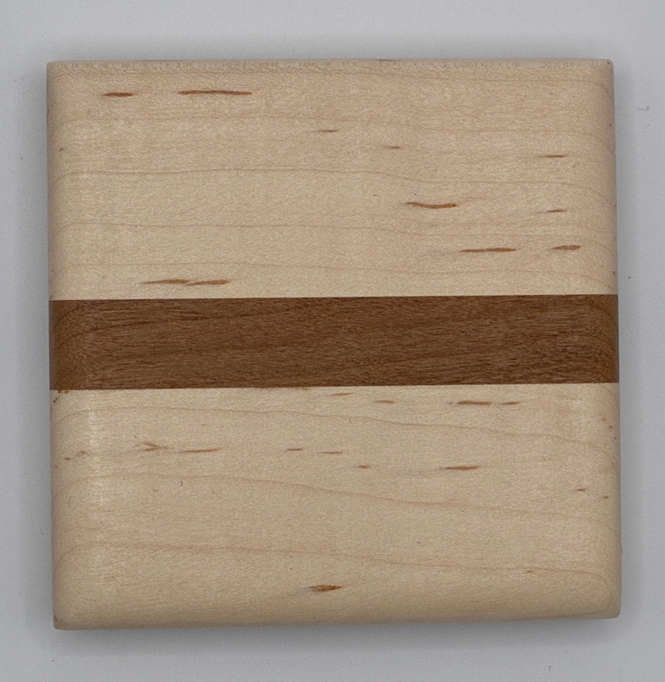 Maple with Cherry Strip Wood Coaster Set