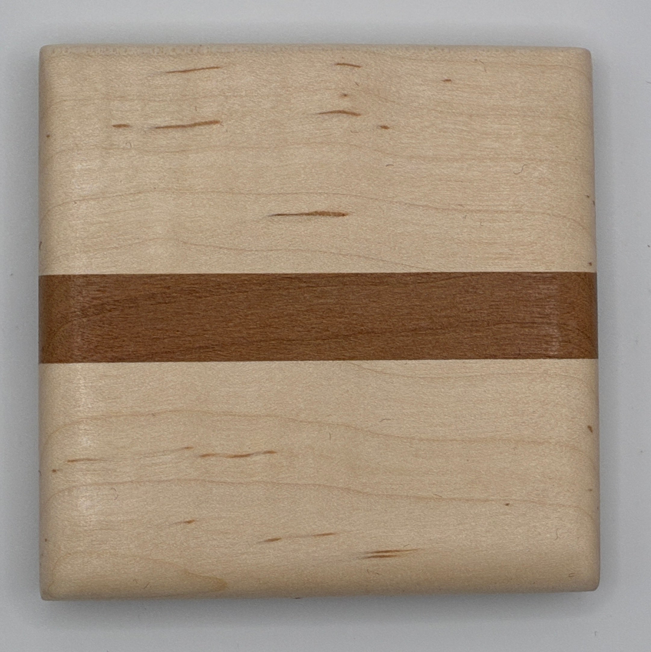 Maple with Cherry Strip Wood Coaster Set